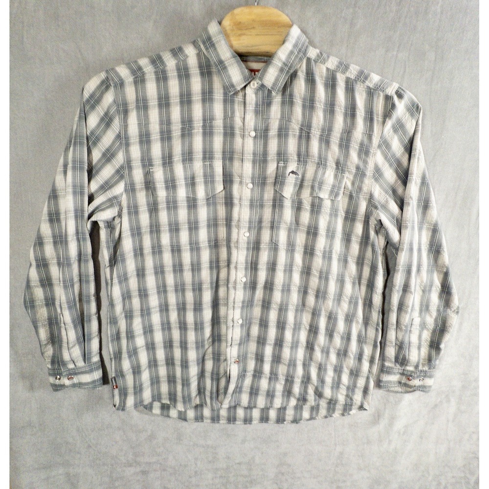 Simms Fishing Pearl Snap Western Shirt Mens‎ XL Outdoors Gorpcore Lake Boating